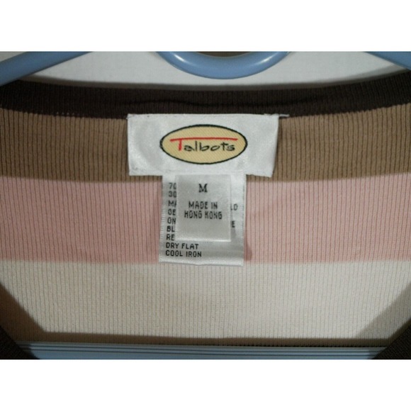 VTG Talbots Multicolor Neapolitan Striped Button Down Top Size M - Picture 5 of 9